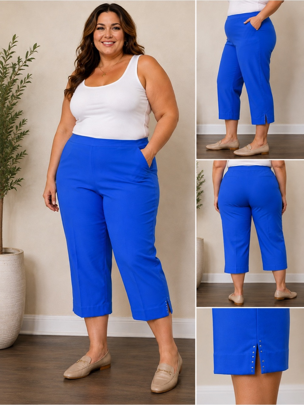 Alfred Dunner Royal Blue Cropped Stretch Capris